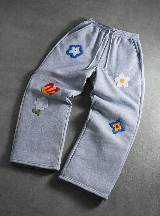 KADMAX大尺碼-街頭大碼毛絨刺繡圖案褲款〈KSMS2703〉