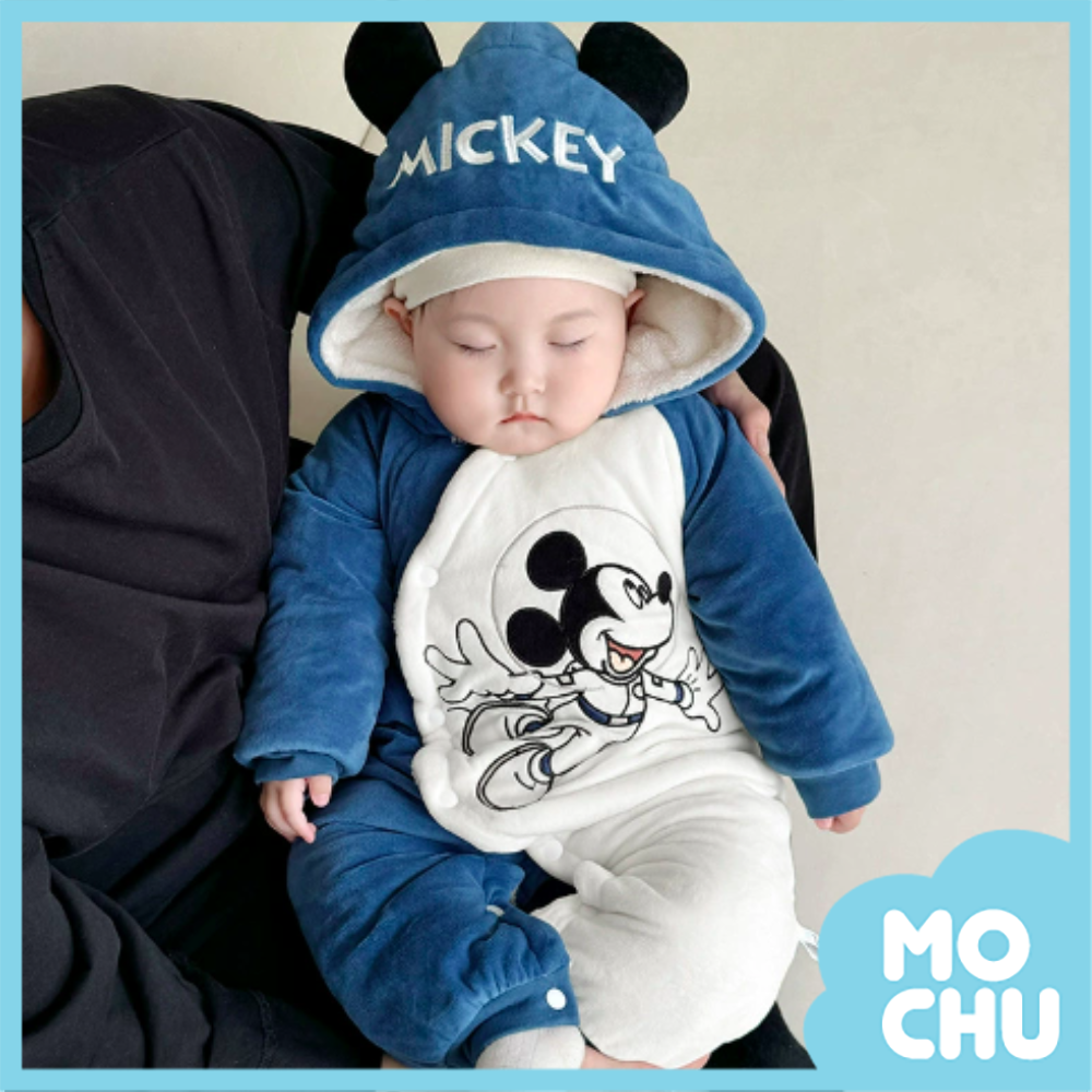 太空米奇加絨加厚連身衣(帽可拆)