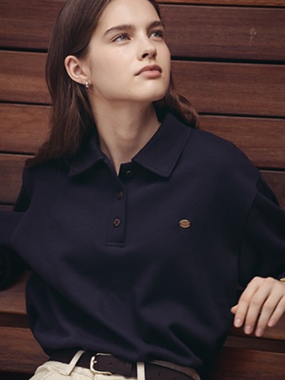 TILLIDIE Volume sleeve collar pique t-shirt