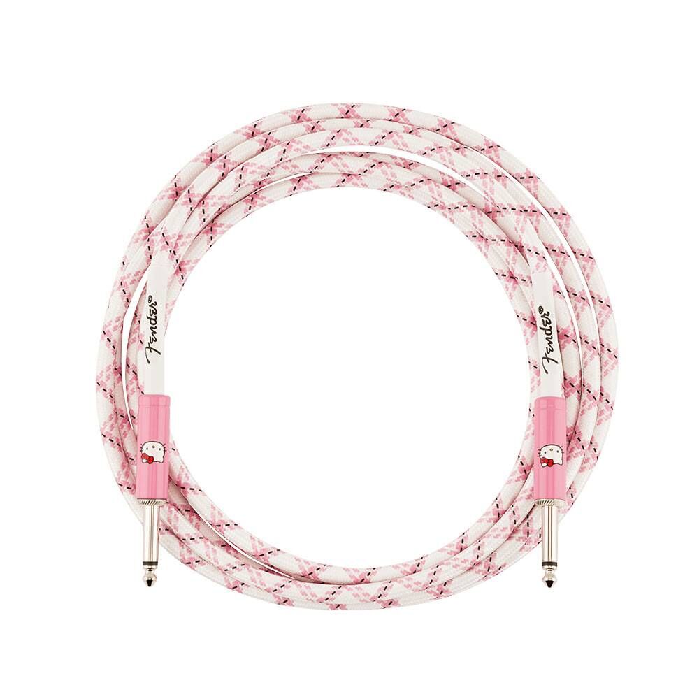 Fender x Hello Kitty White/Pink Woven Cable 10ft 聯名款導線 【宛伶樂器】