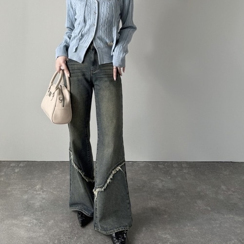 ClASSICAL ELF x MILY BILET 西部風格 流蘇破舊 喇叭牛仔褲 復古 95024758