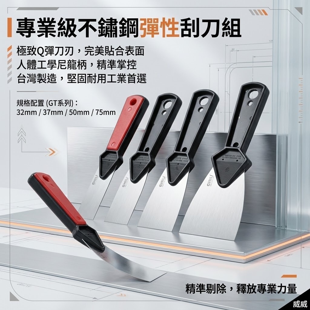 台灣製 CHILI｜膠柄不鏽鋼彈性刮刀｜油漆批土刮刀油灰刀鏟刀開刀｜模具滾輪清潔除銹除鏽刀油漆漆刀漆杯批土