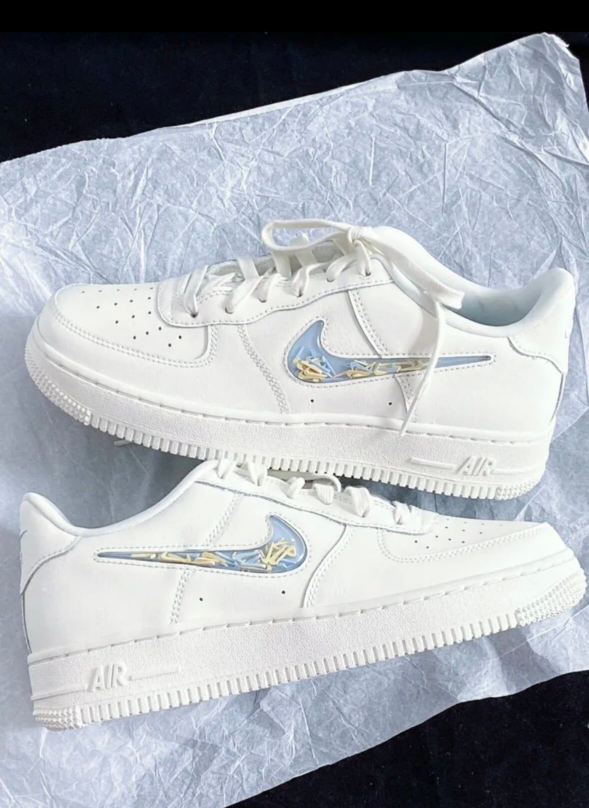 代購-NIKE AIR FORCE 1 GS氣泡小勾勾 白藍 IM6697-141