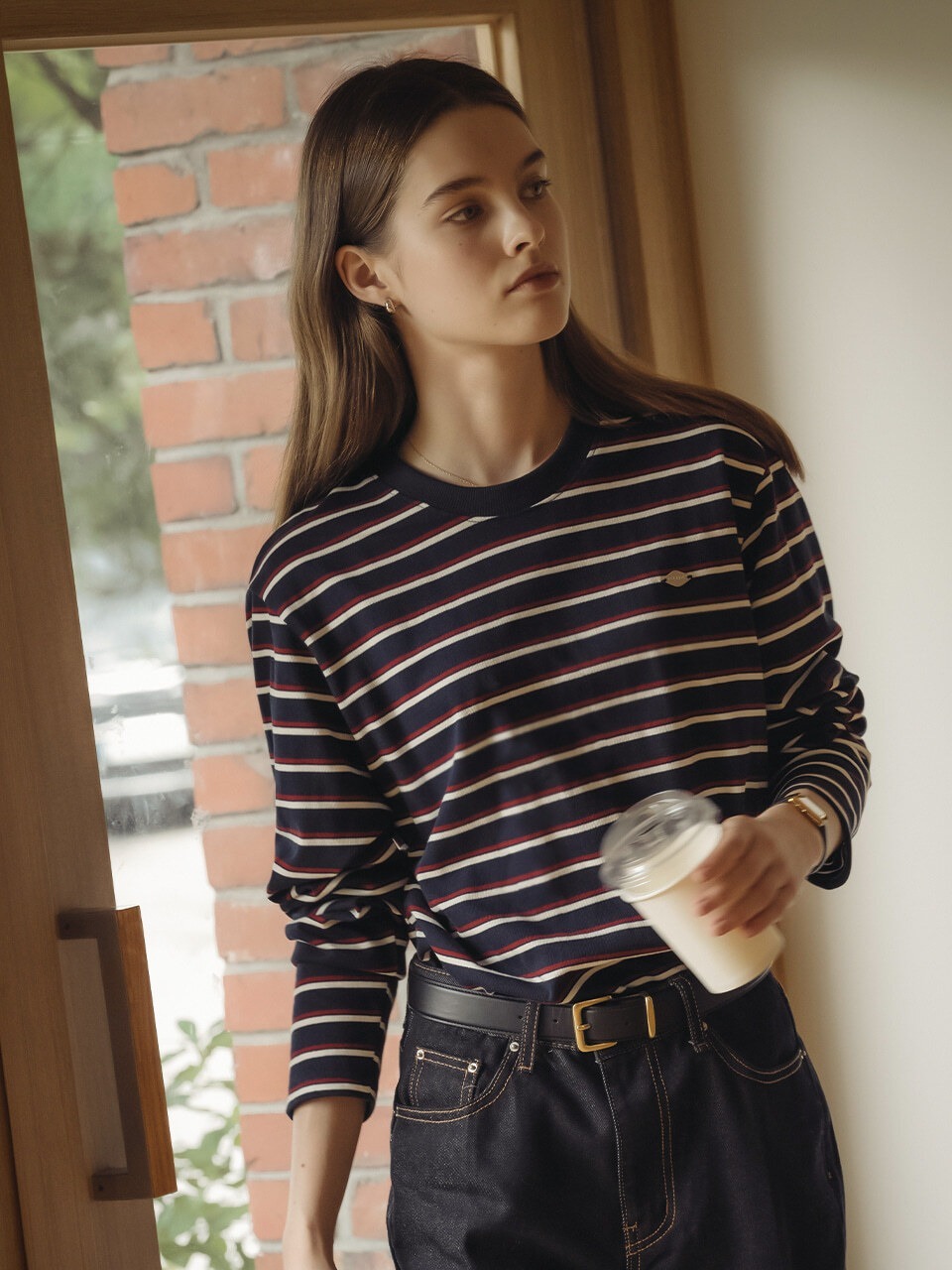 TILLIDIE Bonheur stripe cotton t-shirt