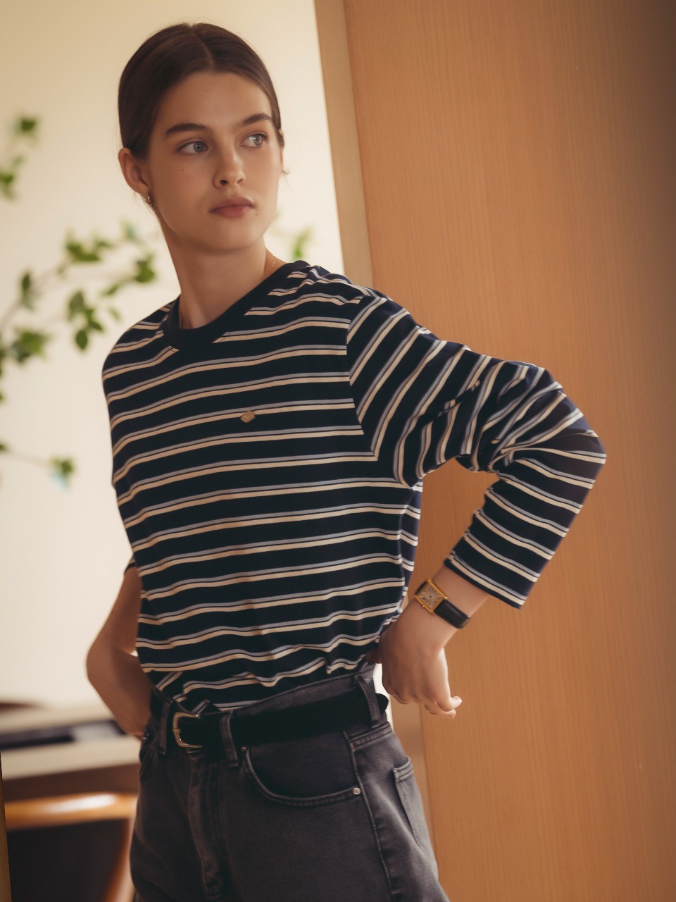 TILLIDIE Bonheur stripe cotton t-shirt