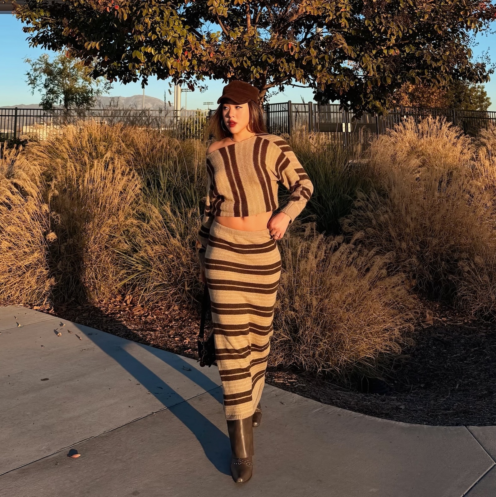Caramel Khaki🤎條紋針織套裝