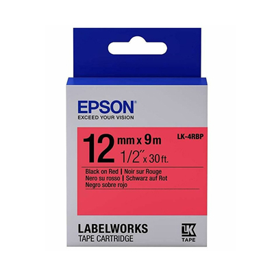 EPSON C53S654403 L5-4RBP BLACK ON RED 12MM LABEL 128052010