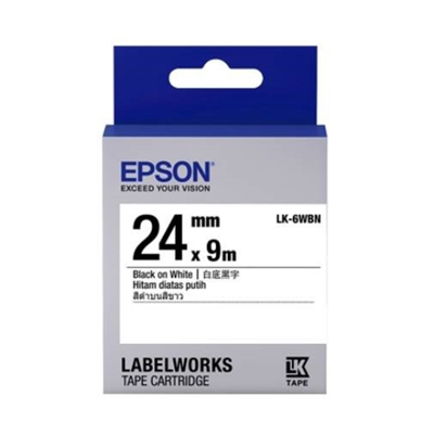 EPSON C53S656401 (C53S656501) (LK-6WBN) BLACK ON WHITE 24MM TAPE 128052017