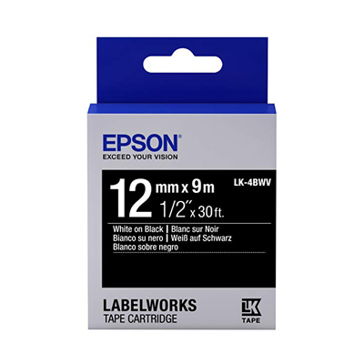EPSON C53S654415 (LK-4BWV) WHITE ON BLACK 12MM TAPE 128052018