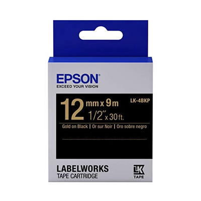 EPSON C53S654407 (LK-4BKP) GOLD ON BLACK 12MM TAPE 128052028