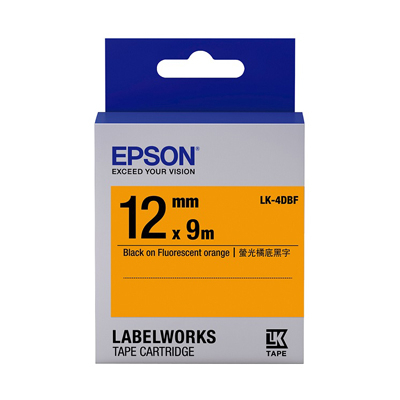 EPSON C53S654416 (LK-4DBF) BLACK ON ORANGE 12MM TAPE 128052019