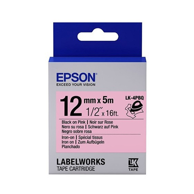 EPSON C53S654444 (LK-4PBQ) BLACK ON PINK 12MM TAPE 128052027
