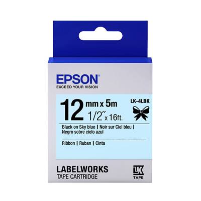 EPSON C53S654437 (LK-4LBK) BLACK ON SKY BLUE 12MM TAPE 128052036