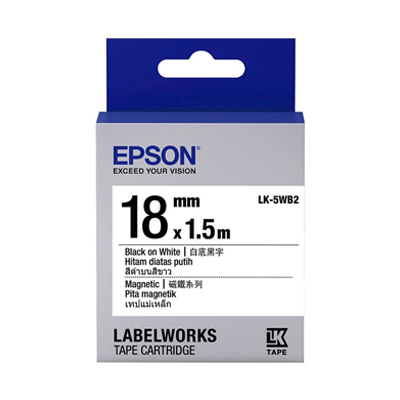 EPSON C53S655418 (LK-5WB2) BLACK ON WHITE 18MM LABEL CARTRIDGE MAGNET (WHITE) 128052038