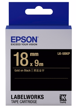 EPSON C53S655407 (LK-5BKP) GOLD ON BLACK 18MM LABEL CARTRIDGE 128052040