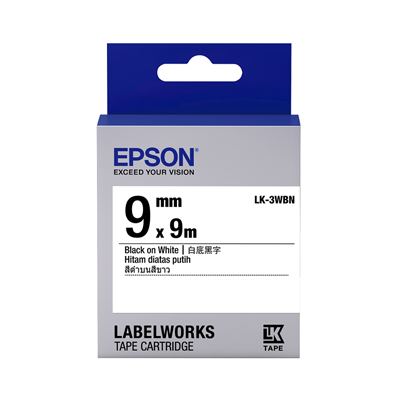 EPSON C53S653401 (LK-3WBN) BLACK ON WHITE 9MM LABEL 128052044