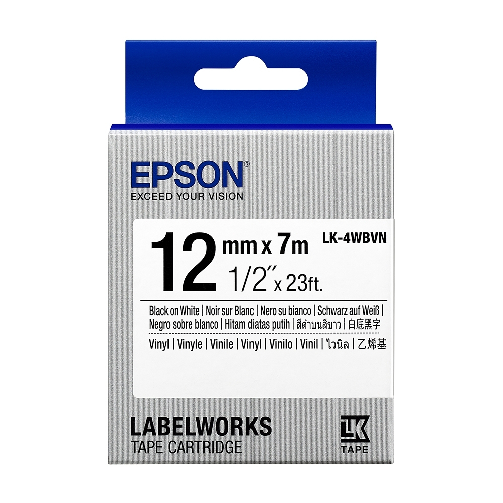 EPSON C53S654479 (LK-4WBVN) BLACE ON WHITE 12MM TAPE 128052048