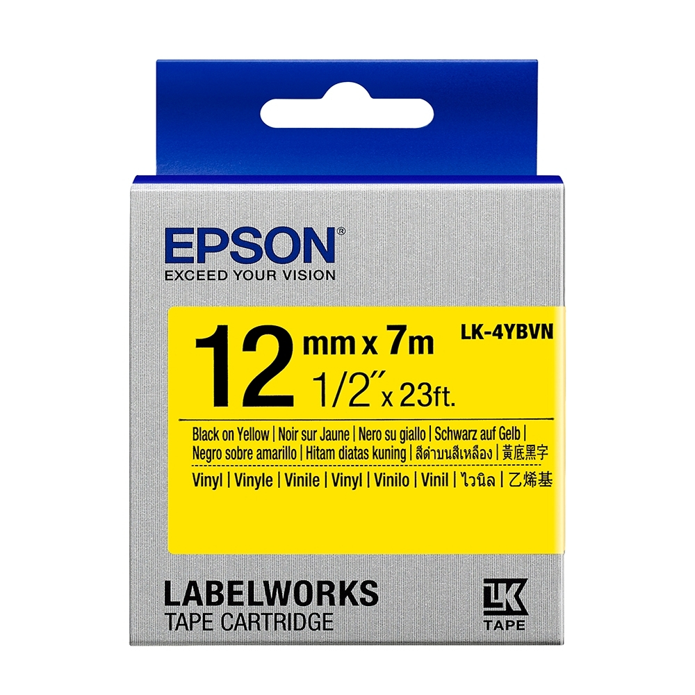 EPSON C53S654480 (LK-4YBVN) BLACK ON YELLOW 12MM TAPE 128052049