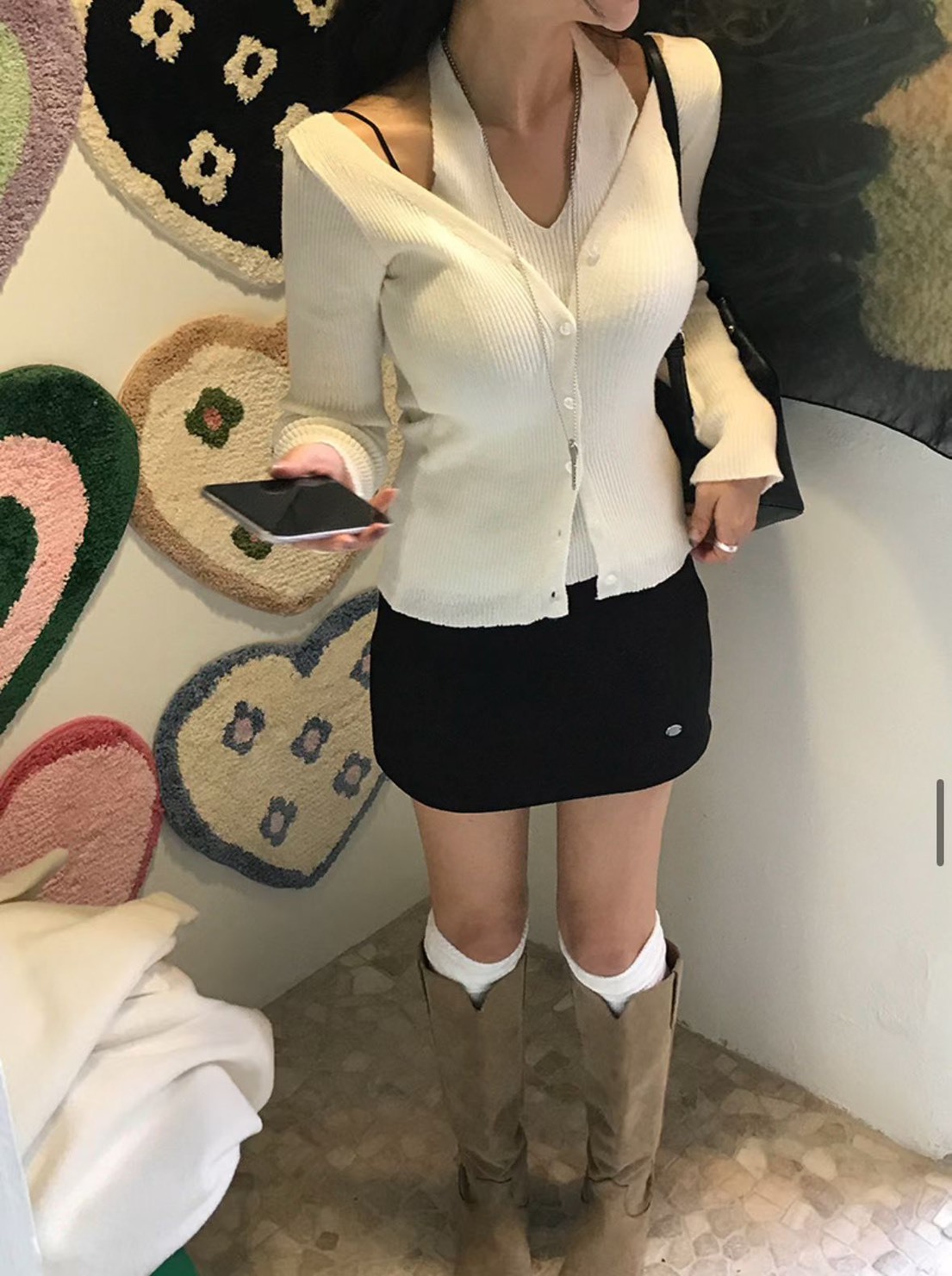 繞頸兩件坑條上衣