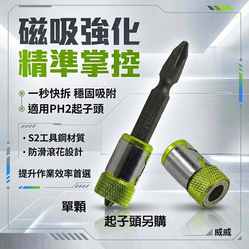 1顆｜台灣製 WT.P 裸裝｜黃色-螺絲吸附器｜六角起子頭吸住器 吸磁性起子套筒 強磁磁鐵螺絲吸住器｜外銷版