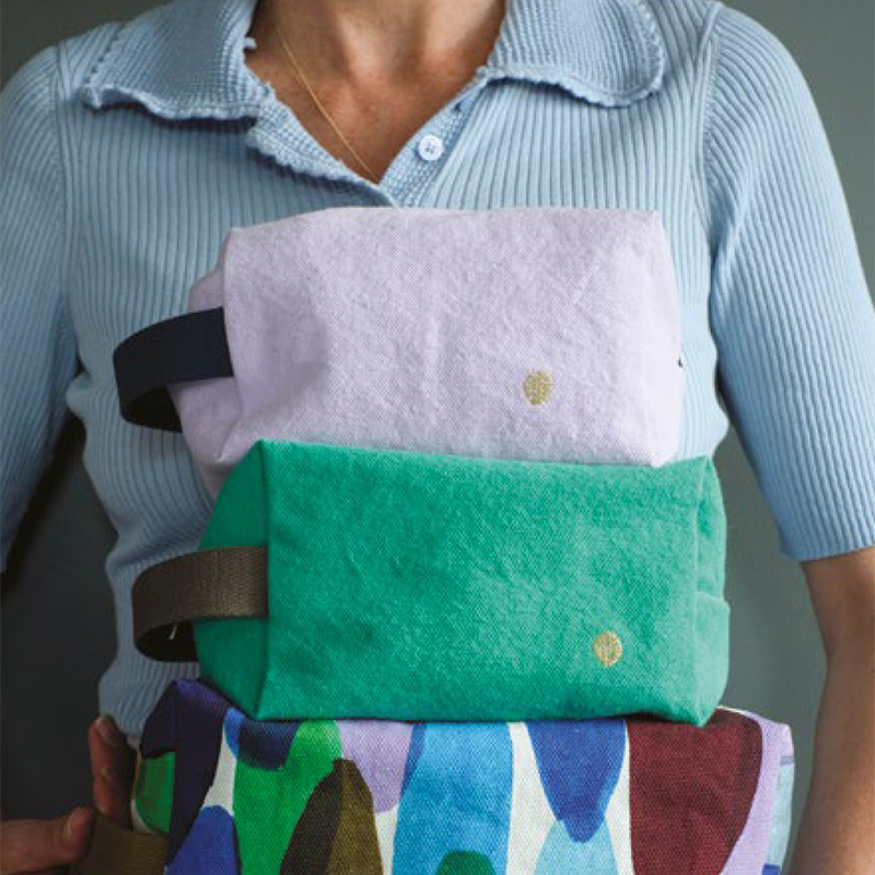 (預購3/31)法國La cerise sur le gâteau 有機棉防水手提立體收納包-鼠尾草綠(大)