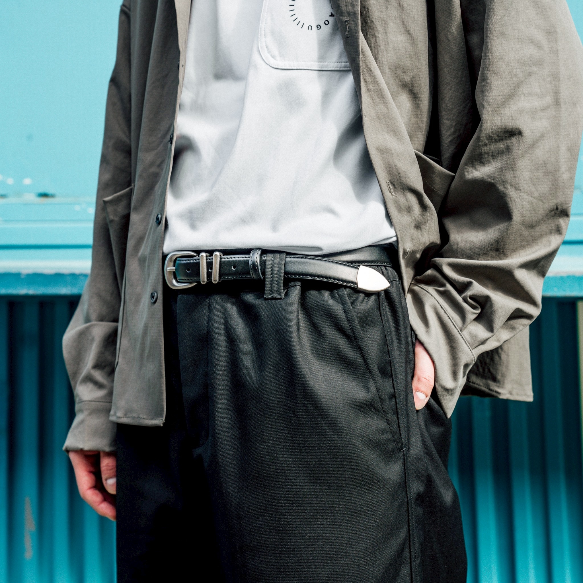 Doupicks 霧銀雙環真皮窄版皮帶 日系選品 B0147