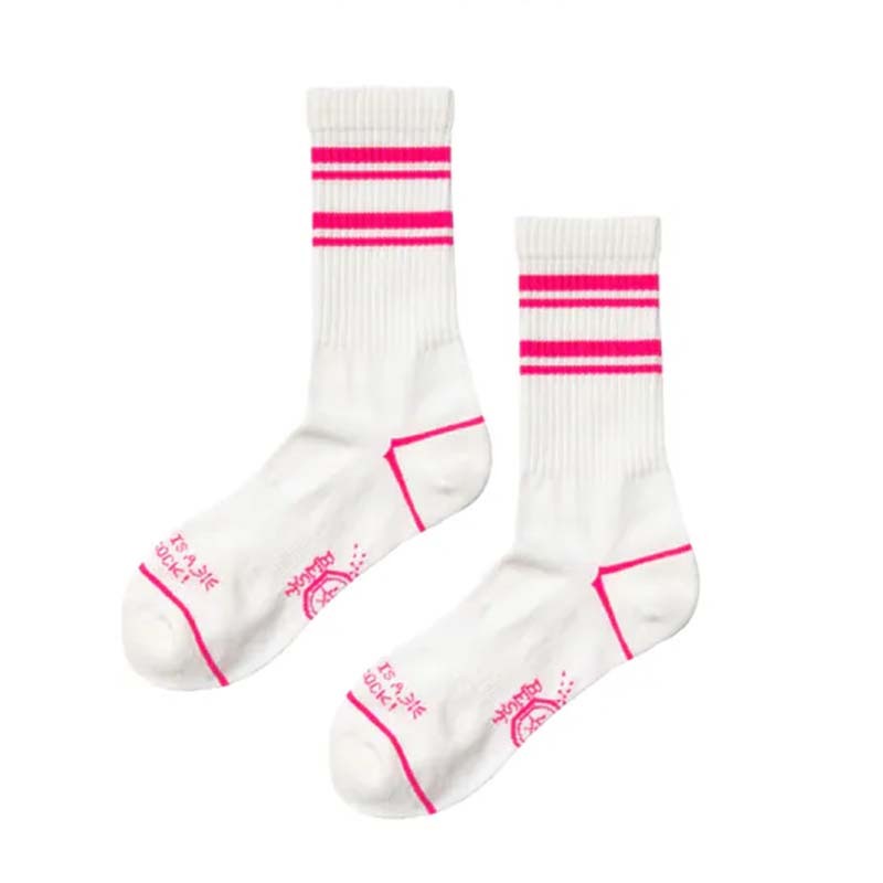 BFF Double Stripe series 雙條紋 白色粉線 中筒襪 BF25023-PK [台灣現貨]