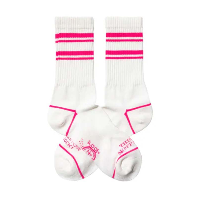 BFF Double Stripe series 雙條紋 白色粉線 中筒襪 BF25023-PK [台灣現貨]
