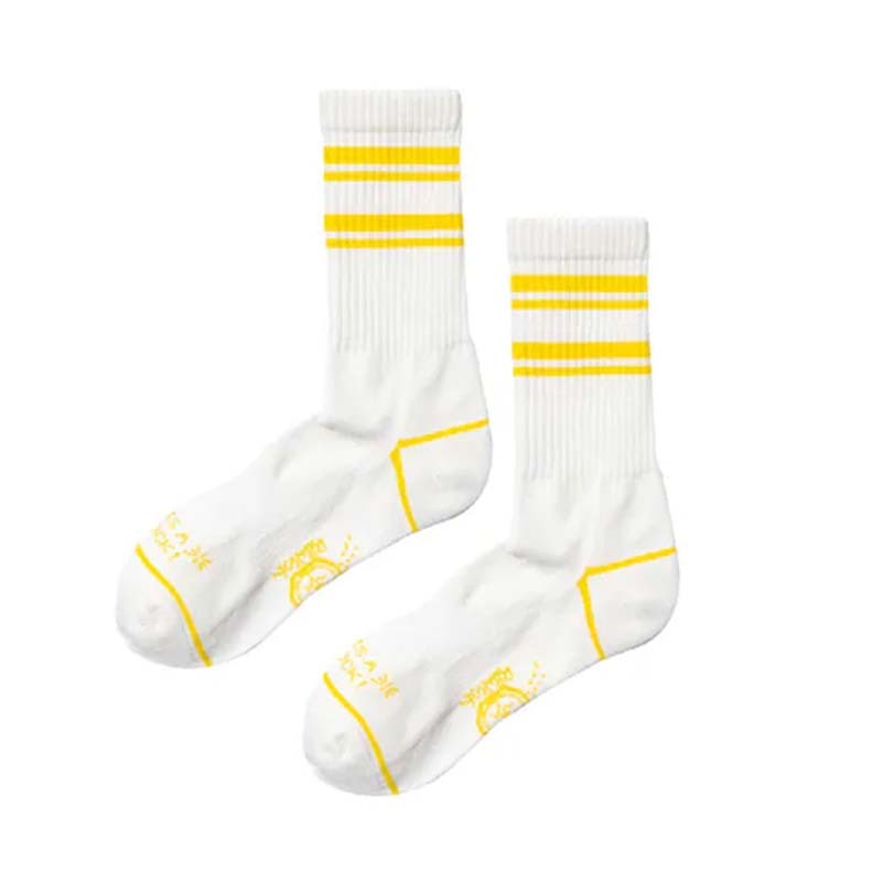 BFF Double Stripe series 雙條紋 白色黃線 中筒襪 BF25023-YE [台灣現貨]