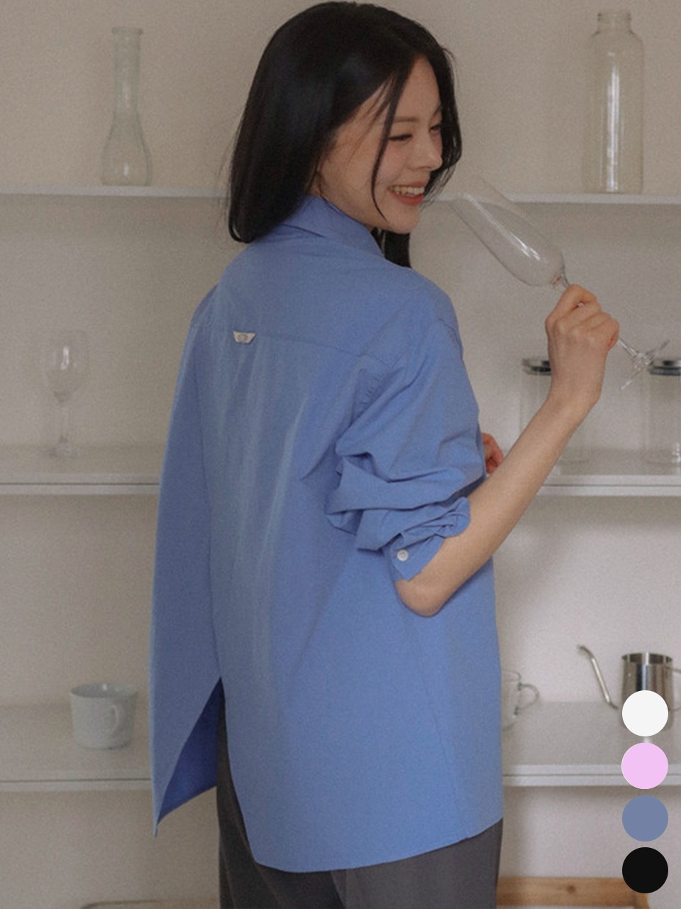 TILLIDIE Backslit detail soft cotton shirt