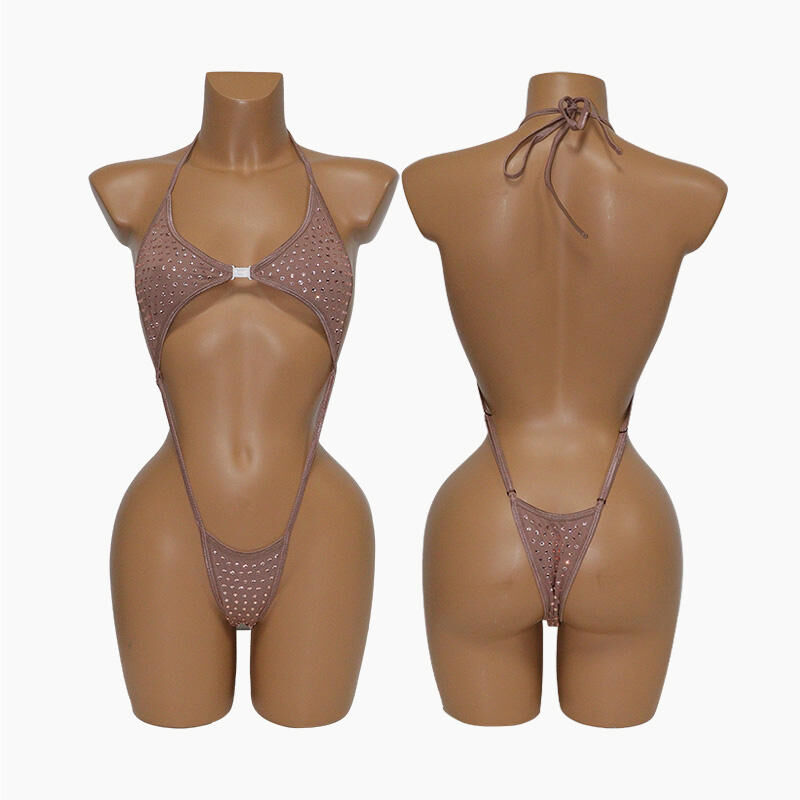 Front Buckle  Rhinestone Bodysuit