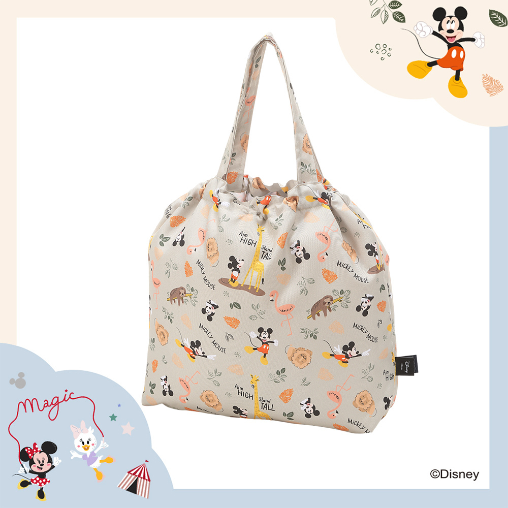 La Millou波蘭 FEERIA 多功能時尚媽媽束口購物袋｜米奇系列_動物園篇(質感棕底)