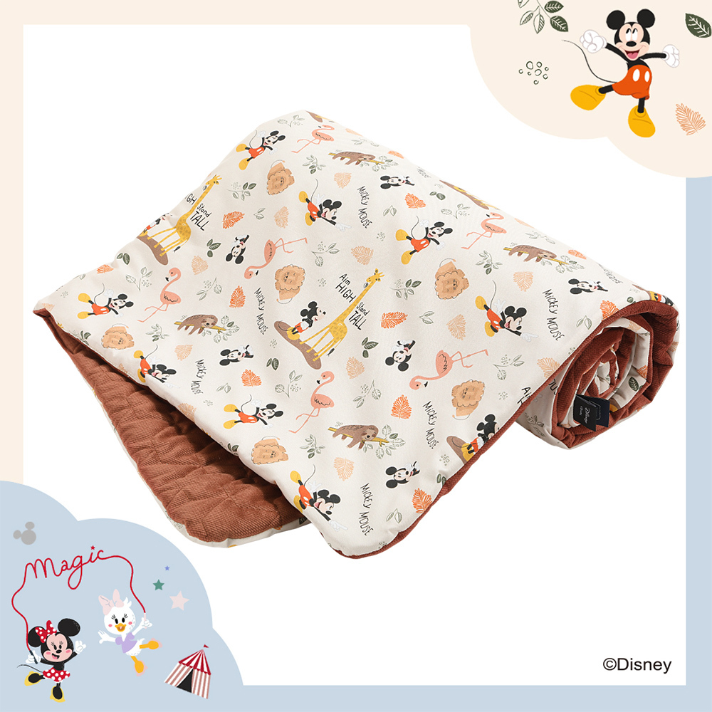 La Millou波蘭 Velvet頂級棉柔雙面柔柔毯加大｜米奇系列_動物園篇(奶油米底)｜舒柔橙紅