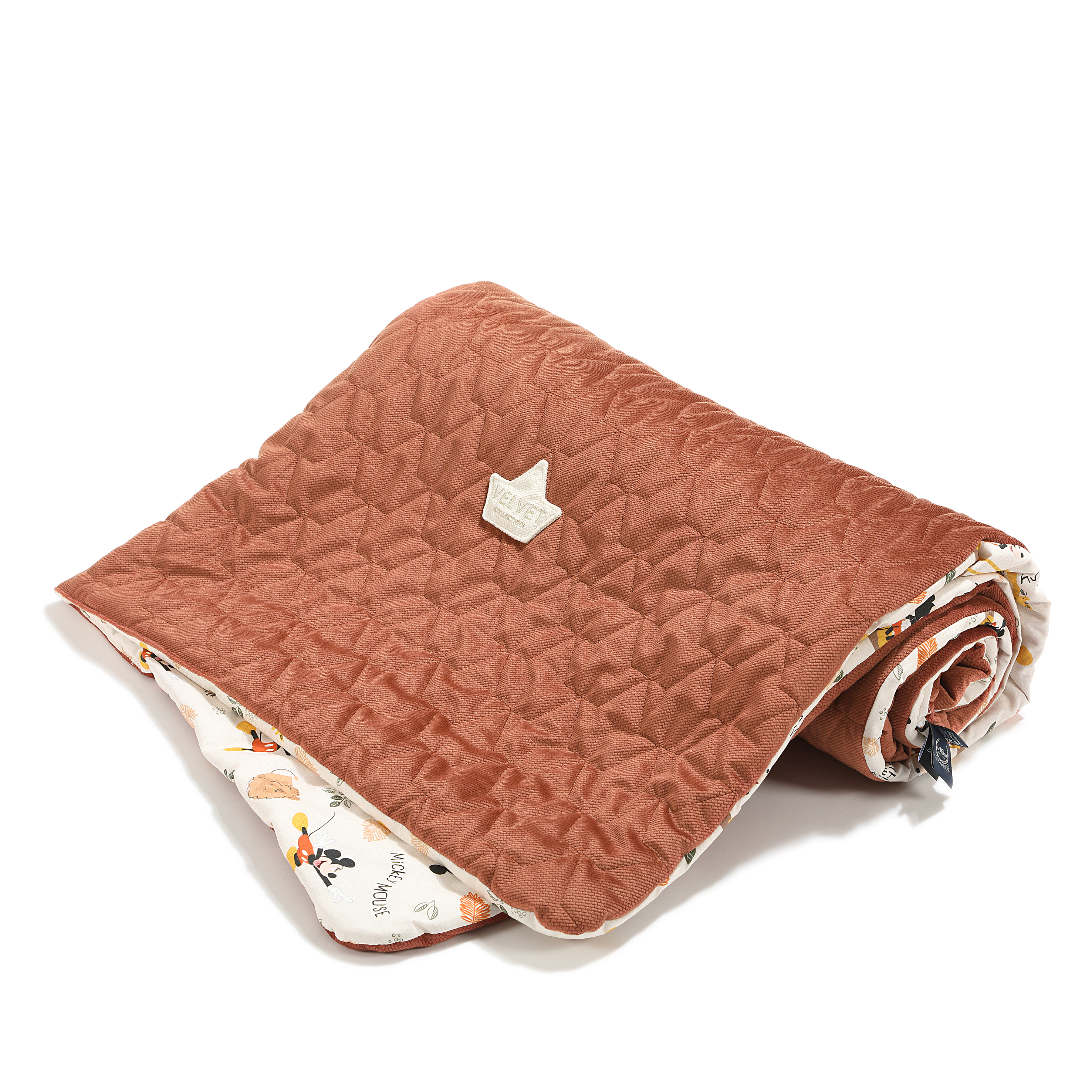 La Millou波蘭 Velvet頂級棉柔雙面柔柔毯加大｜米奇系列_動物園篇(奶油米底)｜舒柔橙紅