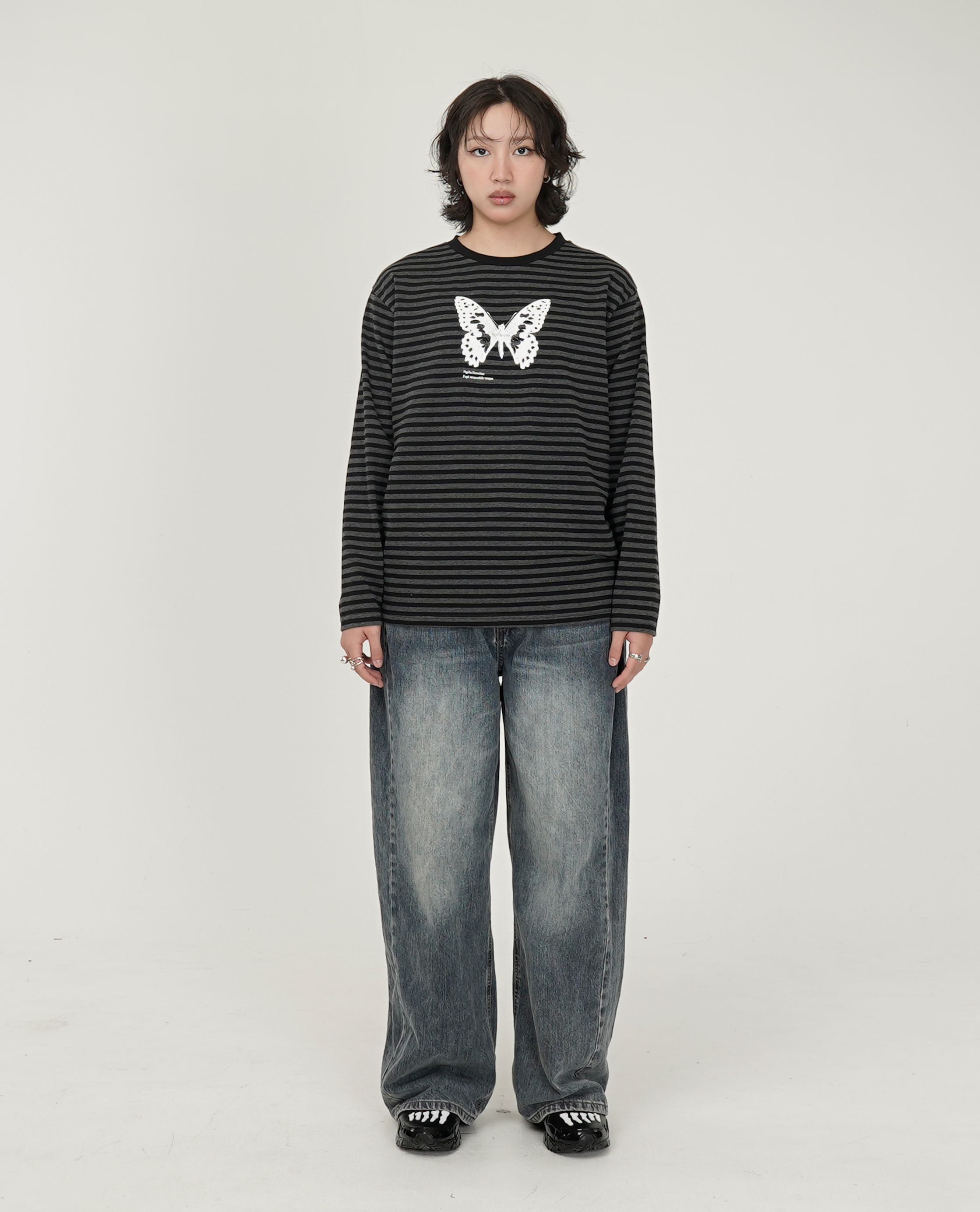Bye Jeremy Butterfly Stripes Long Sleeve - 25FW