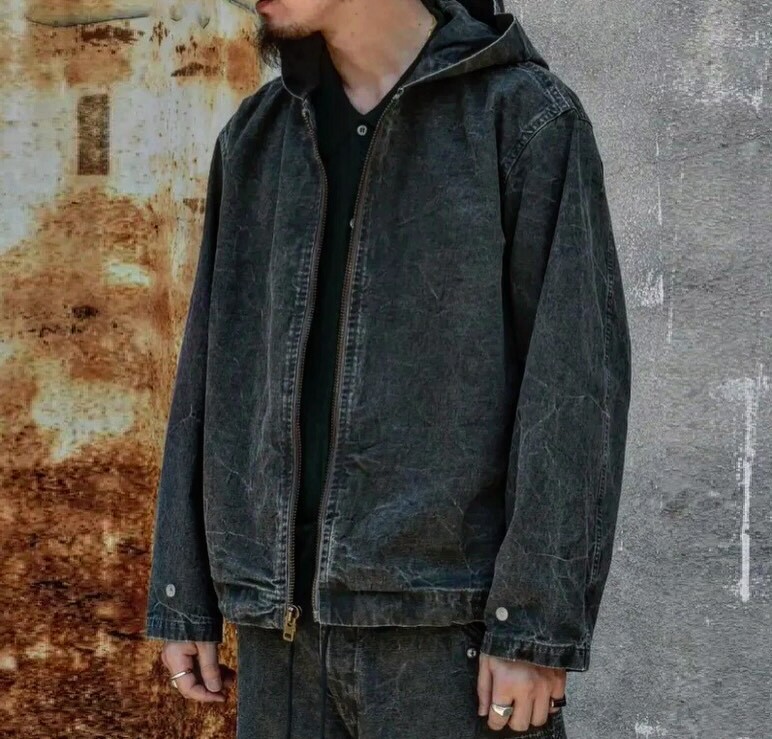 ON SALE: A.PRESSE 2025 S/S VINTAGE US ZIP HOODIE (25AAP-01-54) - BLACK SIZE 2 PRE ORDER ITEM (預訂中)