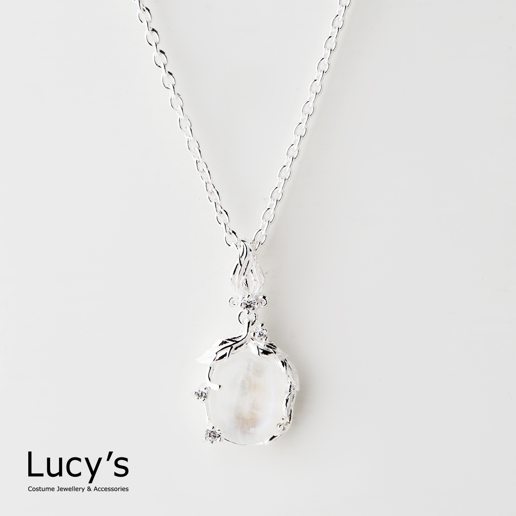 925純銀 月光花鏡 項鍊 (116682)