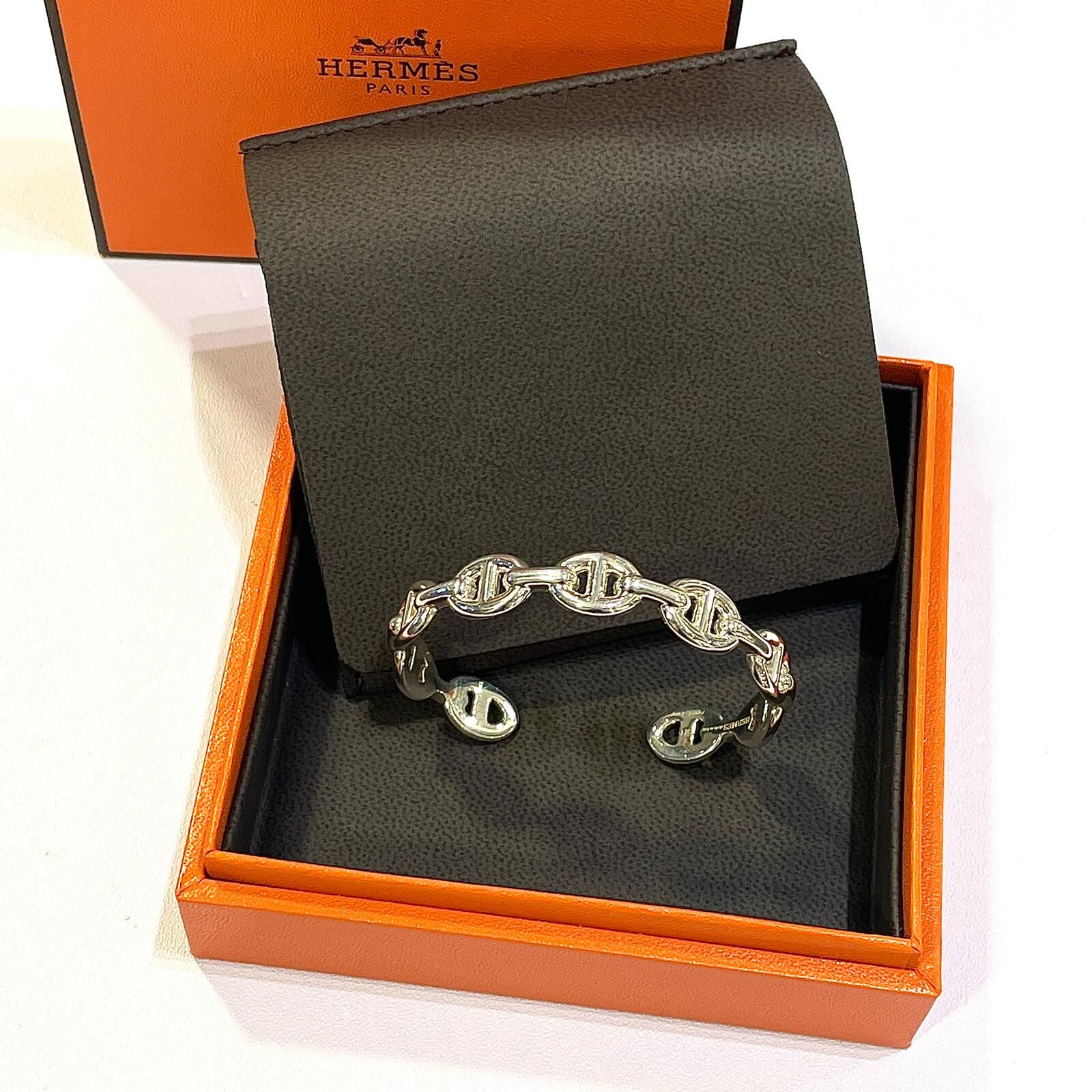 全新HERMES手鐲 豬鼻開口SH碼 SMALL 925純銀15CM H109509B Chaine d'Ancre bracelet #BRAND NEW#香榭站正品