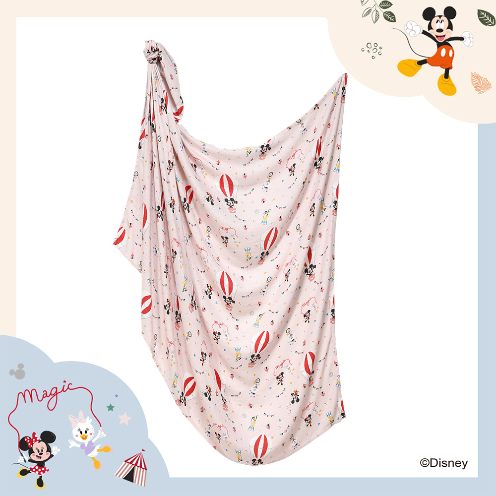 La Millou波蘭 Bamboo Muslin 100%竹纖銀離子紗布巾加大(115x140cm)｜米奇系列_馬戲團篇(Q版粉底)