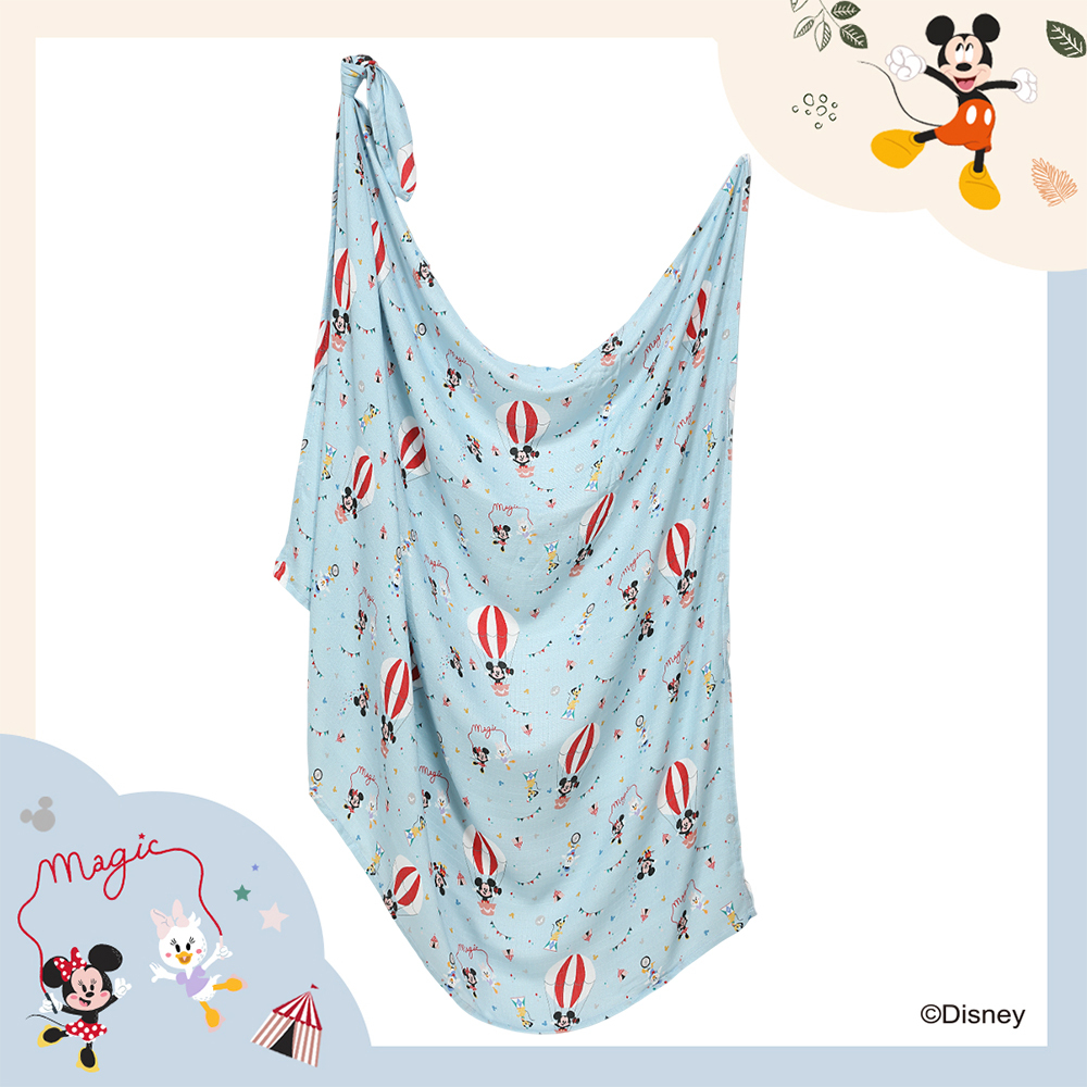 La Millou波蘭 Bamboo Muslin 100%竹纖銀離子紗布巾加大(115x140cm)｜米奇系列_馬戲團篇(Q版藍底)