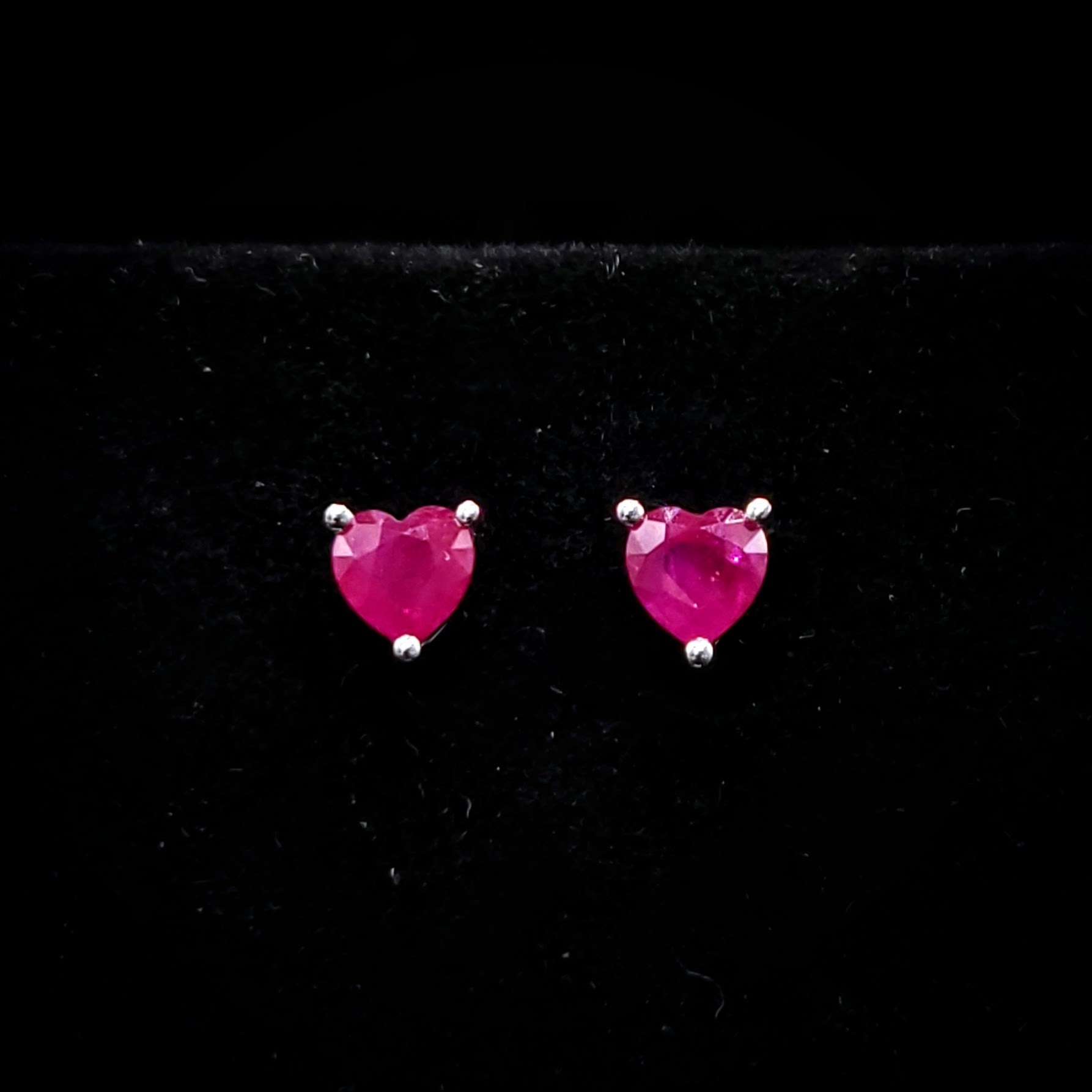 全新18K白金【主石1卡2份紅寶石】耳環