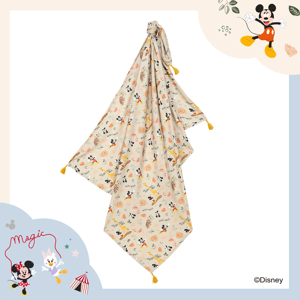 La Millou波蘭 竹纖涼感巾加大(140x110cm)｜抗菌包巾｜米奇系列_動物園篇(質感棕底)