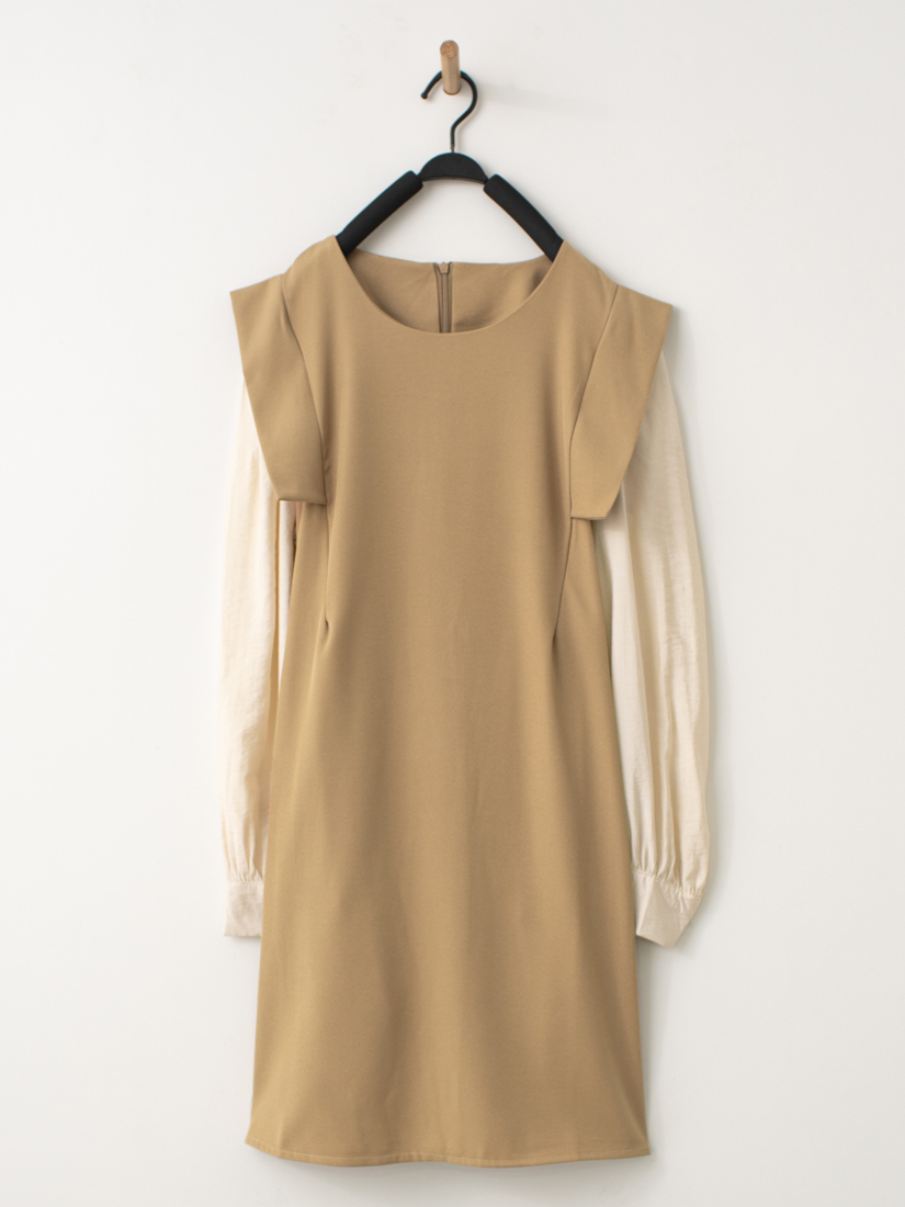 優雅拼接袖設計感連身洋裝