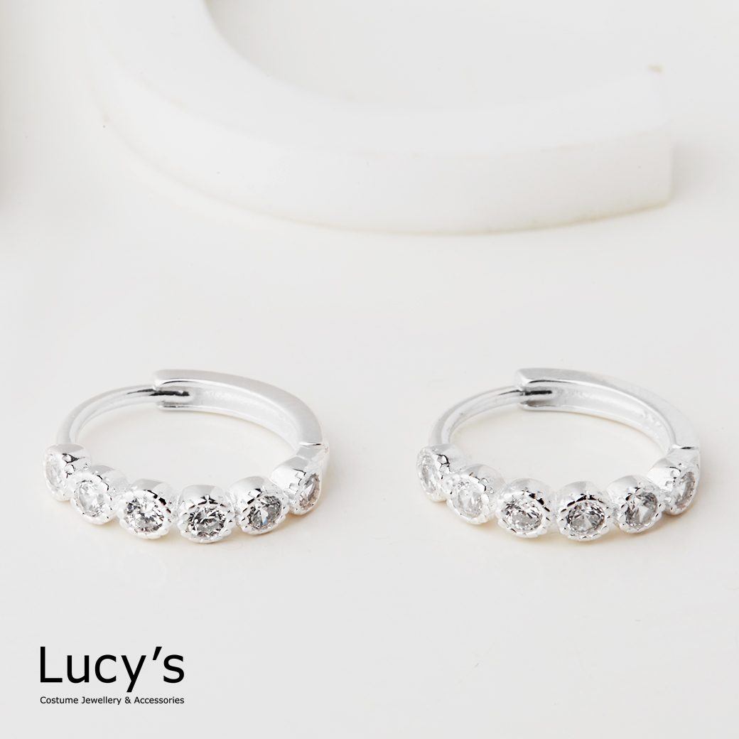 925純銀 閃鑽泡泡 易扣耳環 (125912)