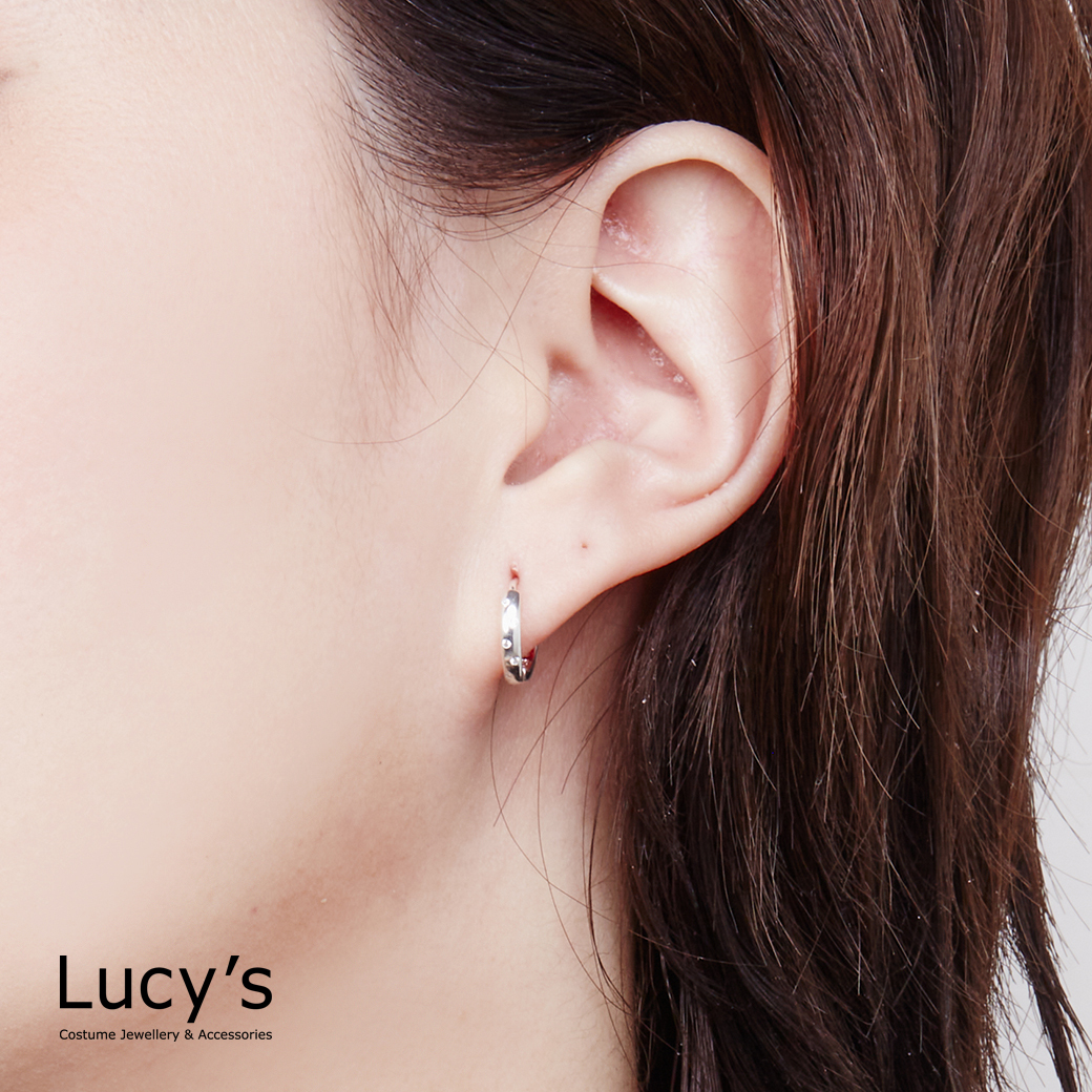 925純銀 點點鑽 易扣耳環 (119664)