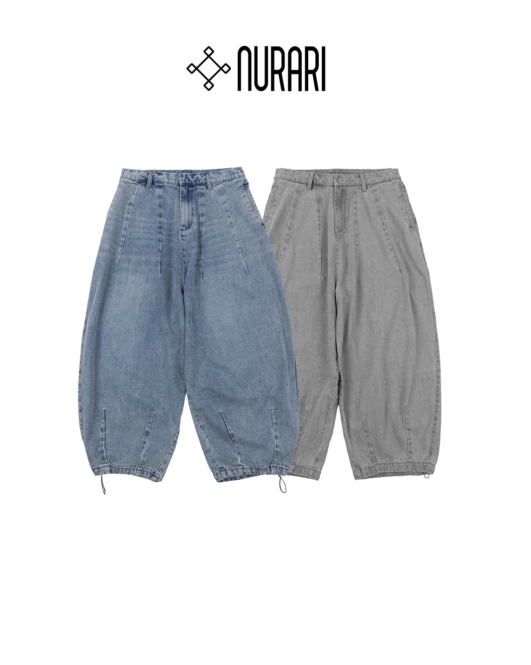 Nurari 水洗牛仔氣球長褲 藍/灰 25 A/W Civ. Karesansui denim circular pants