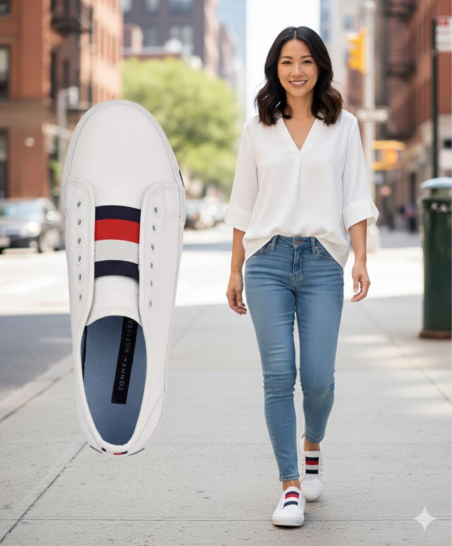 【預購】Q121107 Tommy Hilfiger  白色女士 Anni 休閒一腳蹬運動鞋