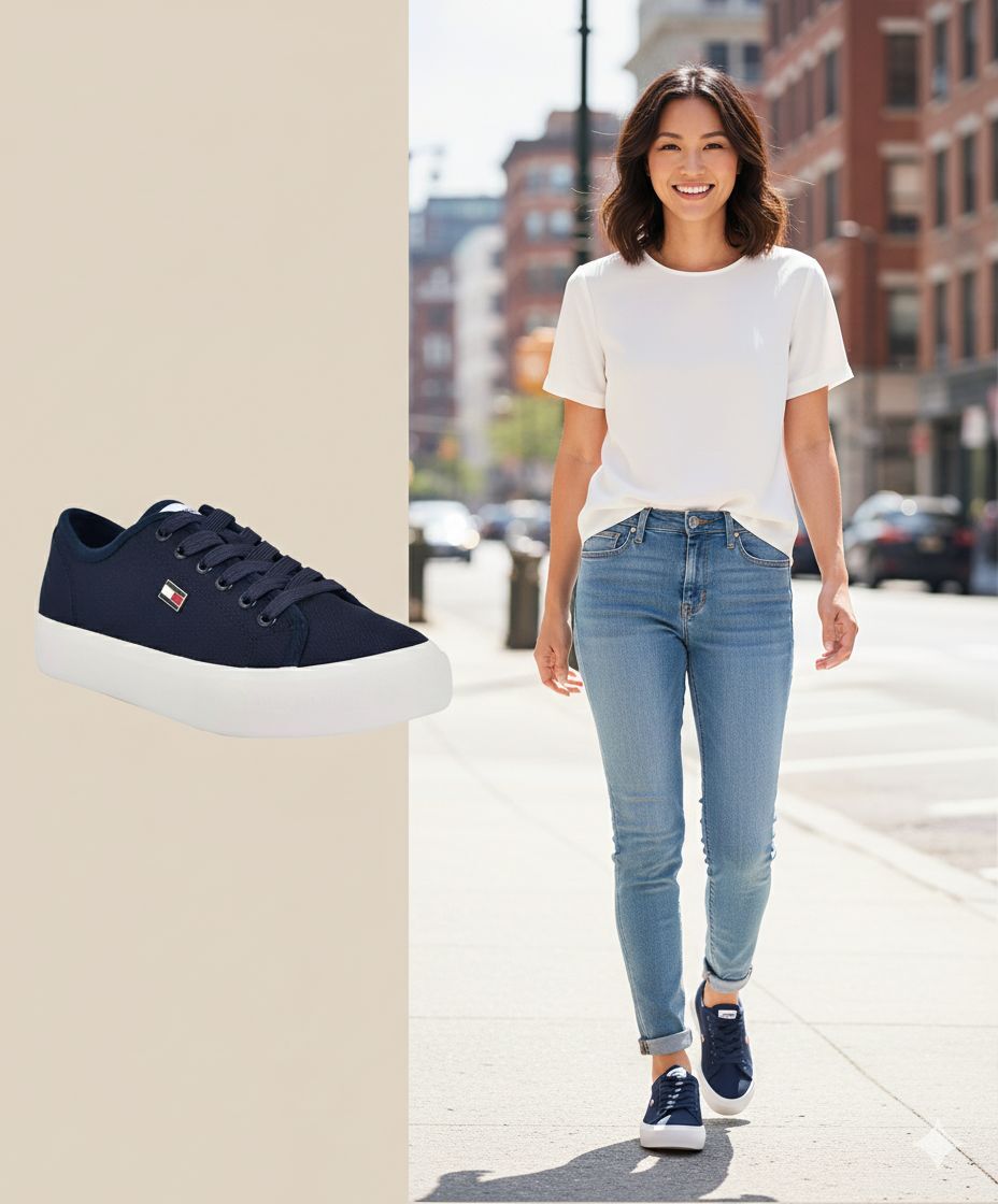 【預購】Q121108 Tommy Hilfiger  女士 Aressa 旗幟繫帶運動鞋