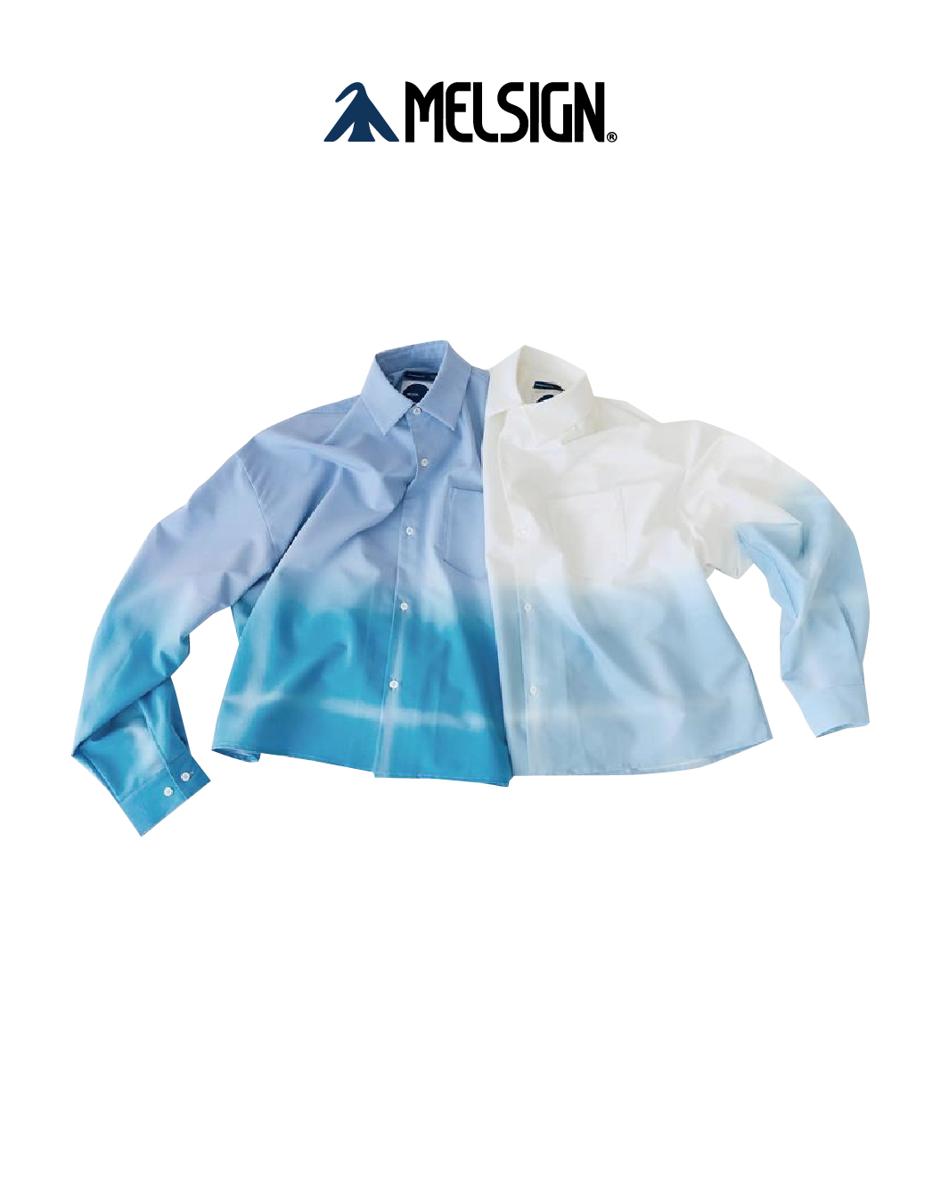MELSIGN 寬短漸層長袖襯衫 白藍/淺藍 25 A/W Gradient Effect Shirt