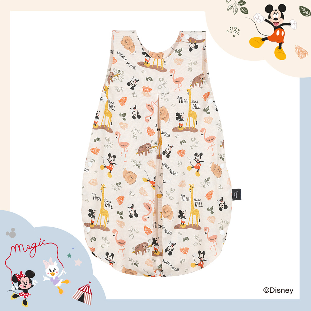 La Millou波蘭 抗菌竹纖涼感防踢被/防踢背心分腿扣(70cm)｜米奇系列_動物園篇(奶油米底)